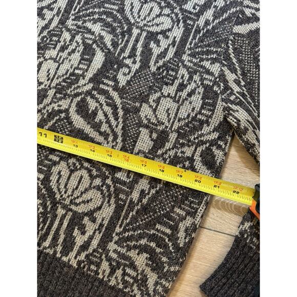 Vintage 80s Grandpacore Knit Sweater Brown Floral Medium London Fog USA Unisex - Picture 5 of 11